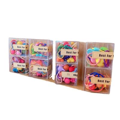 China 10Pcs Fashionable Multicolor Elastic Hair Band Hair Ties With Charms Set With Balls For Women Colorful Elastic Hair Bands Ponytail Holder Women Kids And Girls for sale