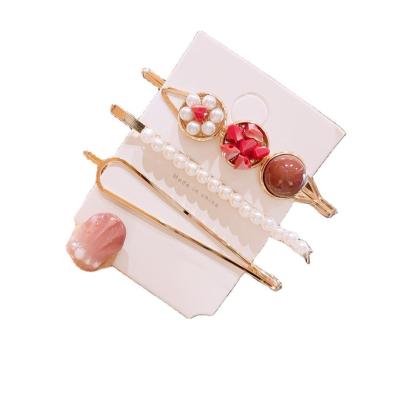 China Geometric Alloy Hairpins El Cabello Para Accesorios Headwear Ladies Women Girls Kids Cool Stylish Barrettes Acrylic Resin Pearl Hair Clips for sale