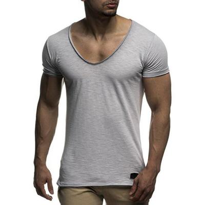 China Leisure Summer Short Sleeve Solid Color Patchwork Breathable Tops Stitches Mens Clothing Slim Fit Camisetas Man T-shirt for sale