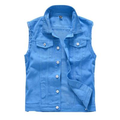 China Breathable Slim Fit Shapes Mens Denim Vest Custom Tassel Fringed Sleeveless Jacket Single Breasted Casual Cowboy Biker Vest for sale