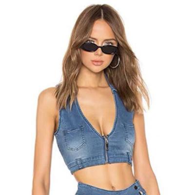 China Fashion Vintage Girls Denim Tank Top Women Summer Breathable Hot Skinny Chic Style Street Beach Tops Sexy Party Club Top for sale