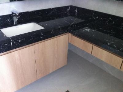 China Nero Marquan Rectangle Sink Marble Slab Countertop For Kitchen Eased Edge for sale