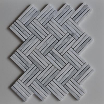 China Cararra Grey Stone Mosaic Tile Micro Herringbone Marble Mosaic For Wall Decoration for sale