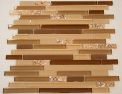 China Gradient Beige Exterior Linear Sea Shell Mosaic Tile Pieces For Garden Paving for sale