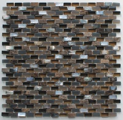 China Coffee Stone Glass Kitchen Mosaic Tiles , Interlocking Fireplace Mosaic Tile for sale