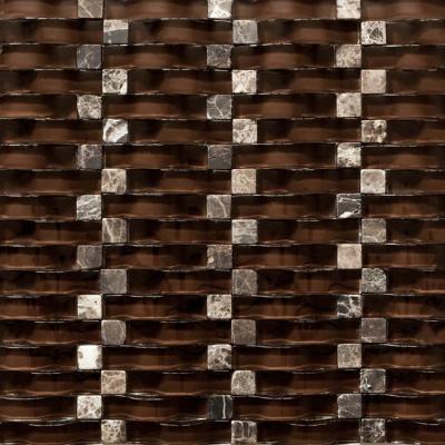 China Chocolate 12x12 Stone Glass Mosaic Tile Backsplash For Kitchen Wall for sale