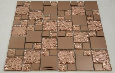 China Beautiful Bronze Mixed Square Glass Mosaic Tile Churchill Hotel Backsplash Usage for sale