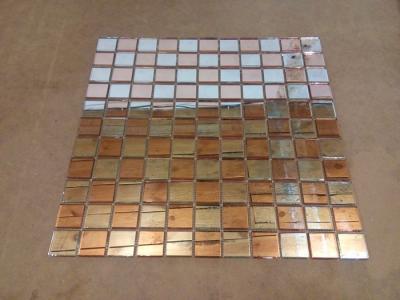 China Fiber Mesh Mirror Glass Mosaic Wall Tiles , Rose Gold Silver Glass Backsplash Tile for sale