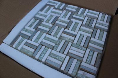 China Polygon Stone Bathroom Glass Mosaic Tile Electroplate Smooth Finish for sale