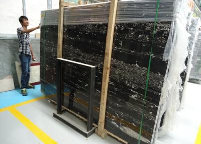 China Heavy Duty Bathroom Marble Slabs , Black Marble Slab For Dining Room Worktop for sale