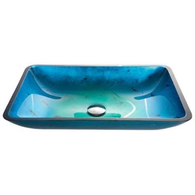 China Buque de cristal del vintage de la irrupción de Undermount del canal del fregadero azul claro del cuarto de baño con PU Chrome en venta