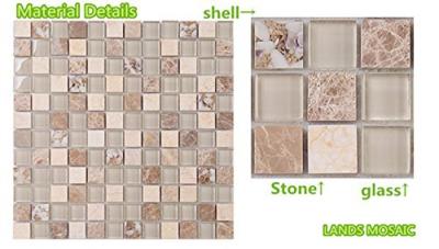 China Natural Shell Pearl Subway Glass Tile , Iridescent Glass Mosaic Bathroom Tiles for sale