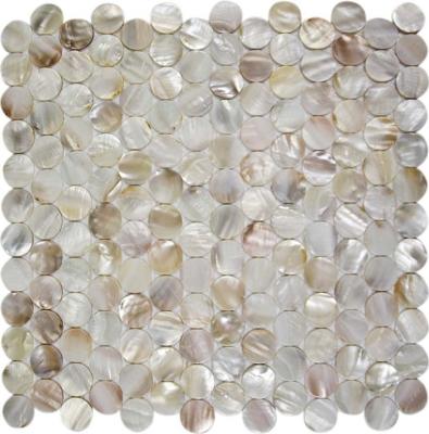 China Round Mother Of Pearl Bathroom Tiles Fresh Water Seashell Decor 2mm Thickness for sale