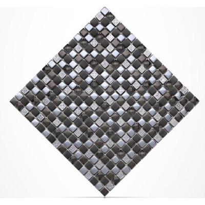 China Tejas de mosaico de Backsplash de la cocina del vidrio plateado del cristal del diamante 15 x 15m m en venta