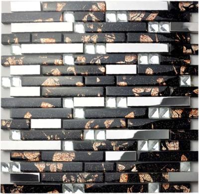 China Diamond Crystal Glass Bathroom Backsplash Tile Blend 304 Stainless Steel Sheet for sale