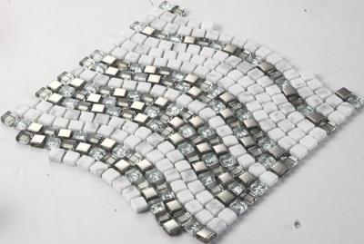 China Ice Crack Glass Metal Mosaic Bathroom Backsplash Tile Special Chip Size for sale