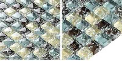 China Multicolor Bathroom Sink Backsplash Tile , Crystal Plated Bathroom Mosaic Tile Backsplash for sale