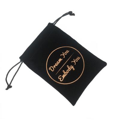 China Reusable Custom Luxury Gift Black Velvet Drawstring Bags For Jewelry Watch Candy for sale