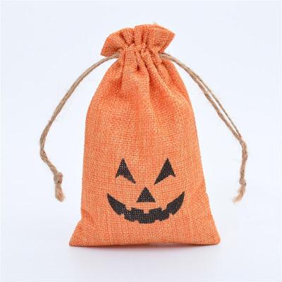 China Reusable Halloween Bags Burlap Candy Gift Bags With Drawstrings Halloween Burlap Pouch Accept Customized Logo For 2022 for sale