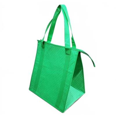 China Cheap Price New Arrival Non Reusable Tote Bag Dot Embossed Woven Cooler Bag With Silkscreen Printing Logo for sale