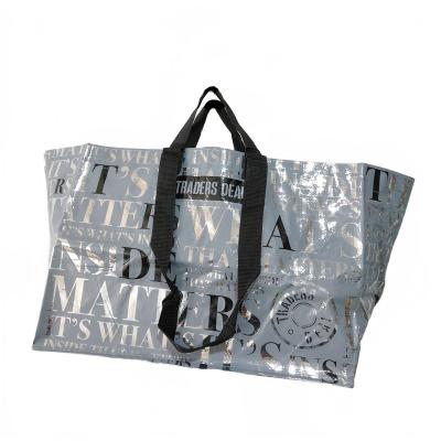 China Reusable Custom Letter Printing Short And Long Handles Big Shopping Bopp Laminated Recycled PP Woven Shopper Bag for sale