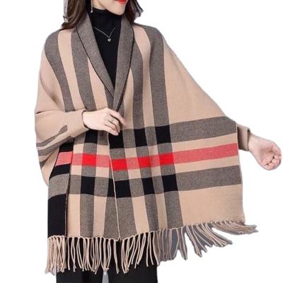 China Deeply 2022 Customized Factory Wholesale Winter Scarf Shawl Long With Cuff Holes Cloak Coat Ladies Dual-Use Scarf for sale