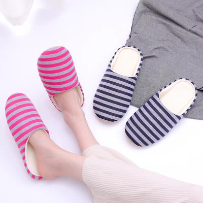 China Fashion Trend Winter Classic Striped Warm Indoor Floor Quiet Anti-skid Slippers for sale