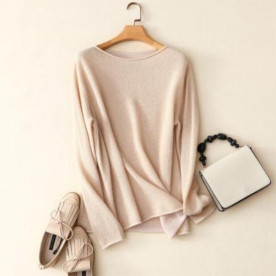 China Breathable Custom Fashion Lightly Knitted Pure Cashmere Women Solid Color Sweater for sale