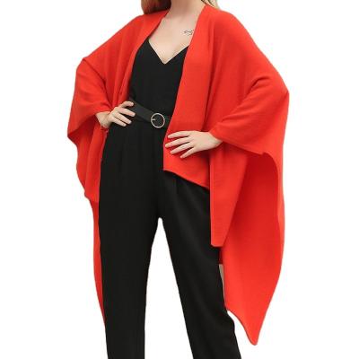 China Fashion Anti-Shrink Ladies Spring Autumn Pure Cashmere Knitted Poncho Cardigan for sale