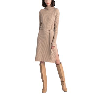 China Anti-Static Korean Style Loose Long Sleeve Knitted Elegant Lady Sweater Dress for sale