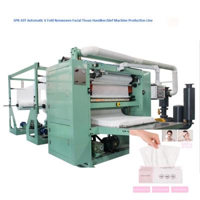 China Nonwoven Facial Tissue Handkerchief Processing Production V SPR-Automatic Fold Cotton Facial Tissue Hand Towel Tissue Papermaking Developing Machine Nonwoven Production Line for sale