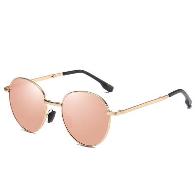 China Fashion Sunglasses Wholesale Colorful Metal Round Frame Women's Lenses New Men's Polarized Folding Sunglasses for sale