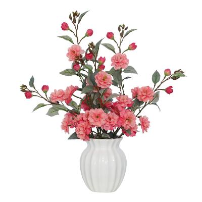 China Silk Luxury design artificial plant tabletop decoration artificial potted flower and pots for sale