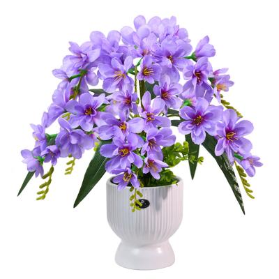 China The flowers are silk Factory direct sales handmade decoration flower Flowers that do not fade Artificial phalaenopsis bonsai silk flower for sale