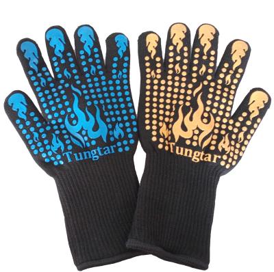 China Anti-heat High Temperature Resistance Glove BBQ Grill Glove BBQ Fire Fighting Heat Resistant Glove For Cooking Baking Oven for sale