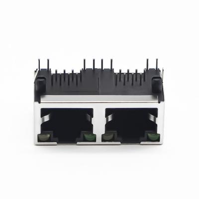 China Through Hole Tab Up 1x2 Port 8p8c Without Magnetic Jack Rj 45 Modular Cat6 Connector for sale