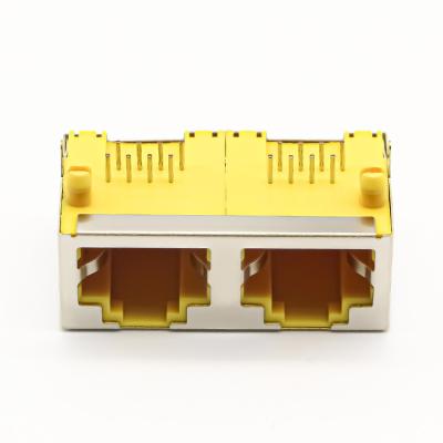 China Through Hole Tab Up Without Magnetic 8p8c Jacks Rj45 Modular Female Connector 1x2 for sale