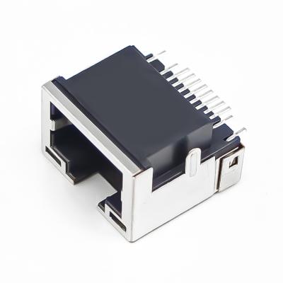 China Through Hole Panel Edge Cutout Smt 1x1 Port Rj45 Ethernet Connector for sale