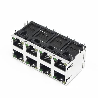 China Through Hole Free Sample Without Magnetic Pcb 8p8c Modular Rj45 Jack 2x4 Female Connector for sale