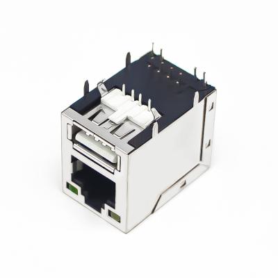 China Through Hole Without Magnetics With Usb 20 Led Ethernet Rj45 Connectors for sale