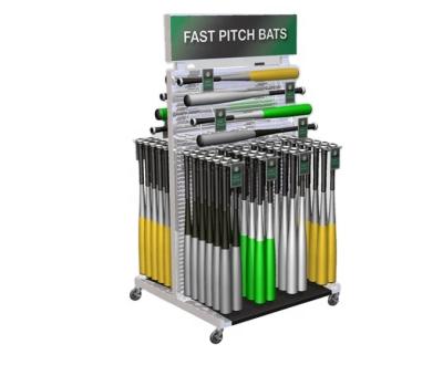 China Custom Removable Factory Baseball Bats Storage Display Racks / Free Side Rack Holders With Wheels Eazy Removable for sale