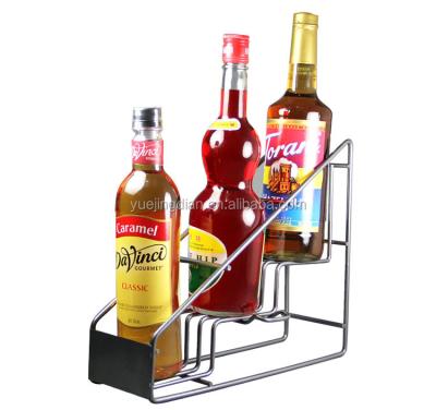 China Sturdy Coffee Syrup Display Rack Metal Wire Smoothie Syrup Rack Coffee Storage Exhibition Rack Shelf for sale