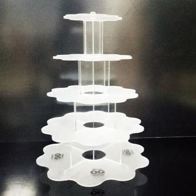 China Wedding Retail Stores 5 Tier Cake Showcase Cupcake Display Stand White Acrylic Topper Shelf for sale