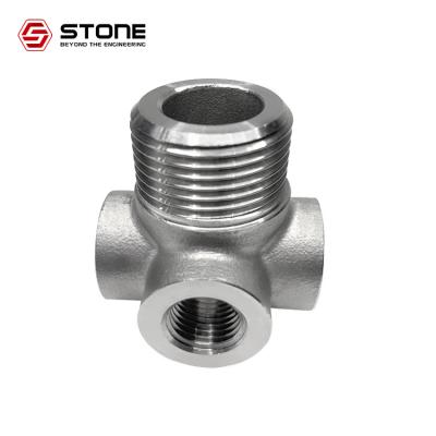 China Liquid Male And Female Thread Cross Stainless Steel Fitting for sale