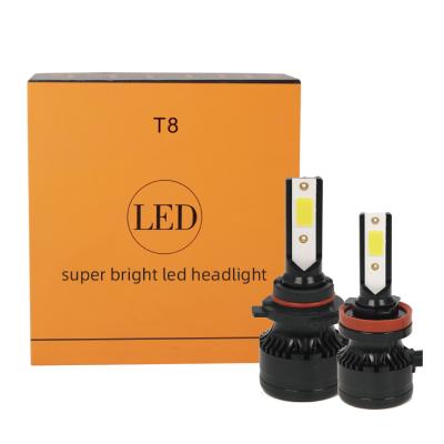 China T8 car led headlight bulb h4 cob chips 12v 6000k 8000lm 9005 9006 auto led lighting system universal for sale