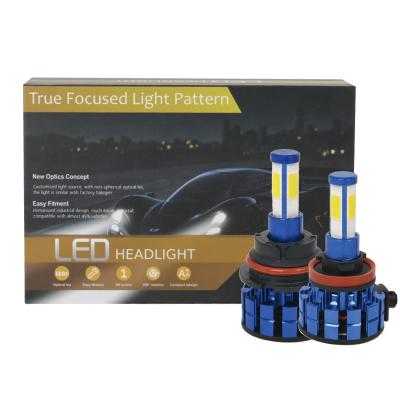 China Auto Side Car Led Headlight H4 H7 H11 Luces Led Para Auto Universal Lighting System 4 COB 6000K 8000LM for sale