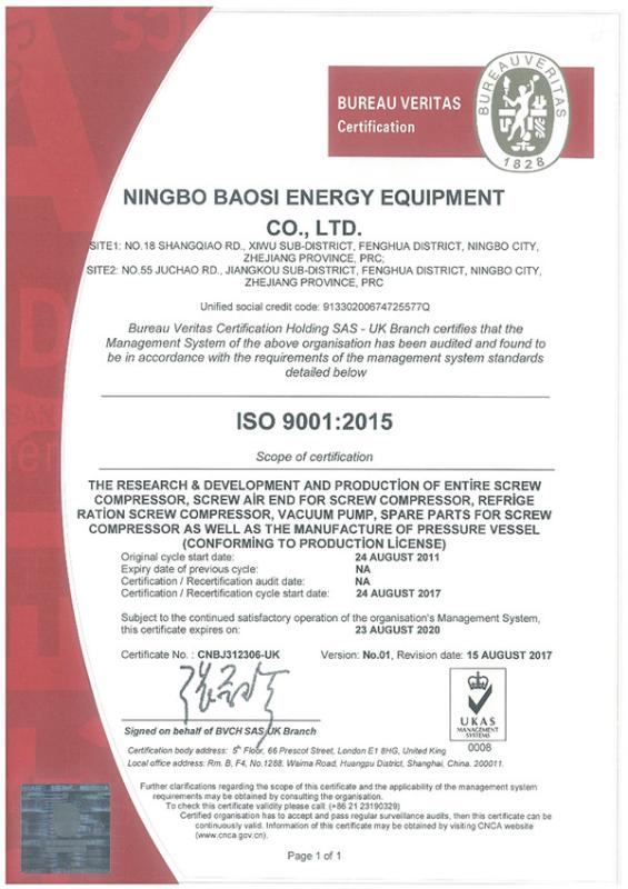 ISO9001 - Ningbo Baosi Energy Equipment Co., Ltd.