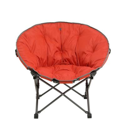 China Simple Folding Camping Metal Comfortable Indoor Outdoor Frame Padded Moon Saucer Folding Round Chair for sale