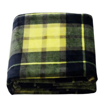 China Yellow Skin Friendly Plaid Fabric Quality Sherpa Fleece Throw Blanket , Neutral Baby Blanket Throw Organic Packing And Card Blanket for sale