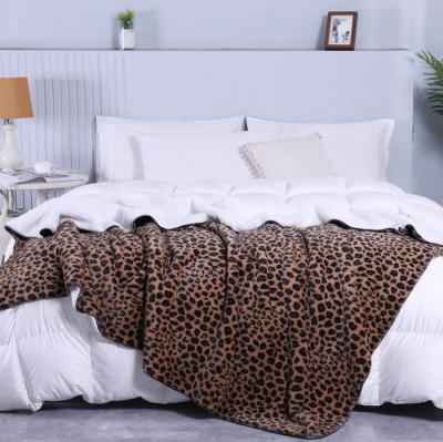 China Leopard Print Solar Warm Rabbit Fur Sleep Pod Friends TV Show Air Folded Custom Blankets for sale